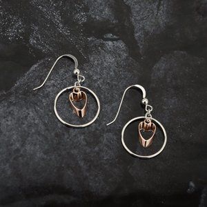Vanbelle Sterling Silver Jewelry Two Tone Dangling Encircled Heart Earrings
